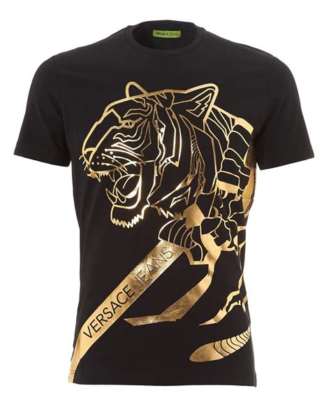 versace jeans t shirt black gold